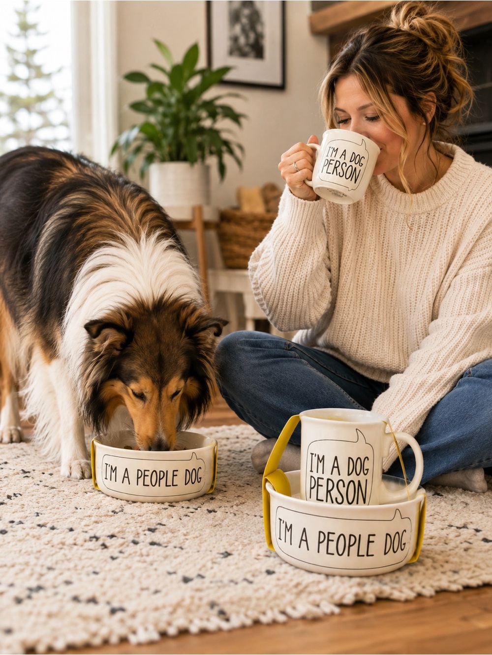 FRED Howligans “Dog Person / People Dog” Ceramic Mug & Dog Bowl Set — Brand New